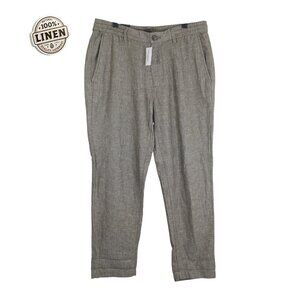 NWT Banana Republic 32x30 Linen Tapered Pants Elastic Waist Mens